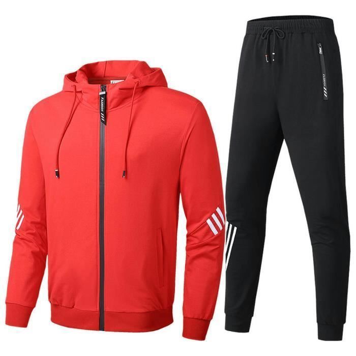Conjunto deportivo para hombre: chaqueta, sudadera con capucha y pantalón de chándal - Algodón, cintura elástica cómoda - Gris
