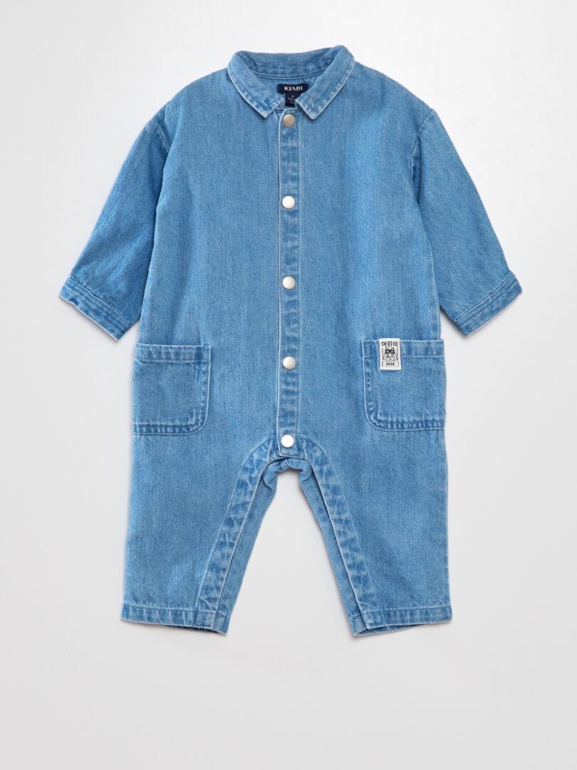 Macacão jeans comprido - AZUL