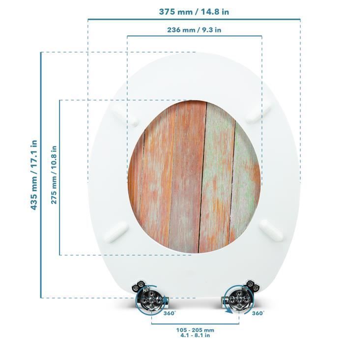 Sanfino® Wooden Toilet Seat with Soft Close, Superior Quality, Many Colourful Designs, Comfortable - 