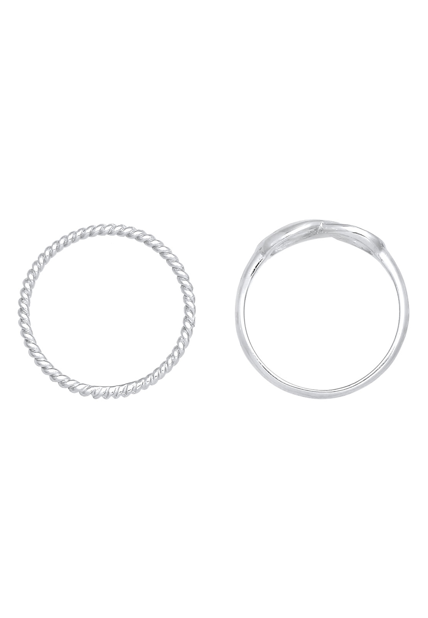 Elli Bague superposée pour femme Duo Infinity Twisted Basic Trend Blogger en argent sterling 925