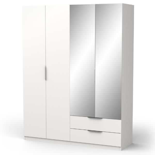Armoire Spectre 157x51,4x203cm en panneaux de particules mélaminés blanc mat avec poignées en aluminium. Avec deux portes en