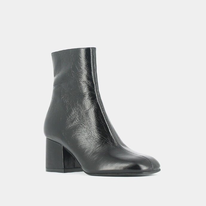 Bottines à talons  en cuir vieilli noir
