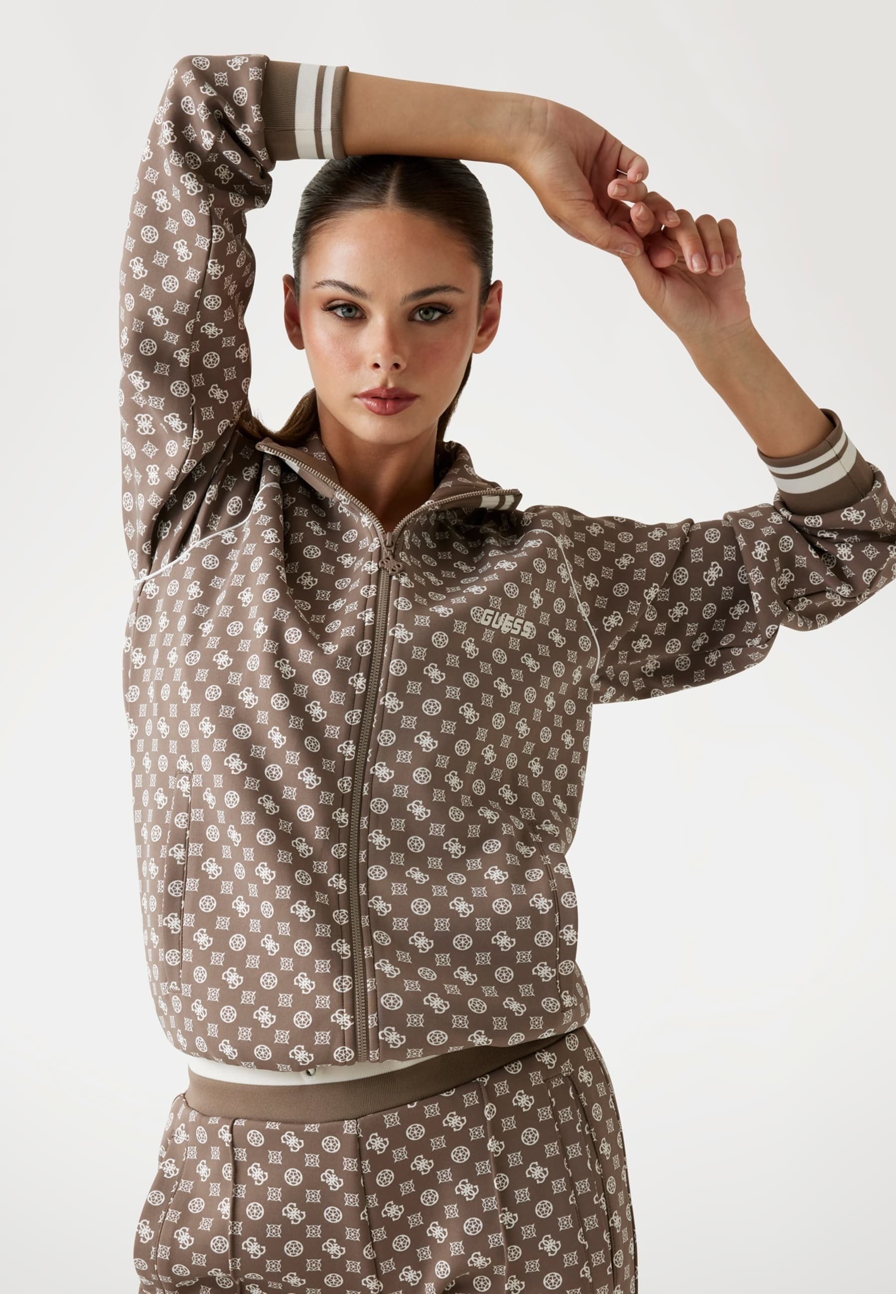 Sweat-shirt zippé Guess - marron multicolore
