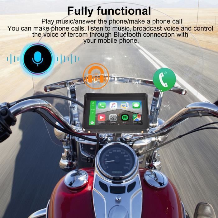 PRUMYA Navegador GPS para coche y moto con pantalla táctil de 7 pulgadas, compatible con CarPlay, resistente al agua IPX7, Apple CarPlay, Android Auto inalámbrico y batería de 1200 mAh.