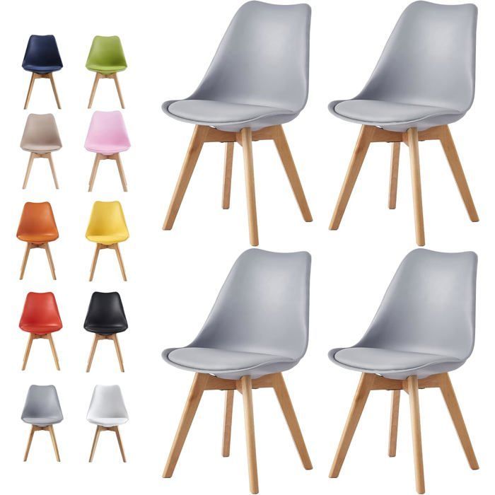 Conjunto de 4 cadeiras mcc direct para sala de jantar, cozinha, escritório e sala de estar, com design em EVA (cinza)