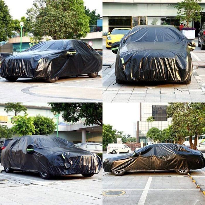 Funda impermeable para coche de exterior - Funda protectora para coches (4,9 × 1,8 × 1,5 m) Negra