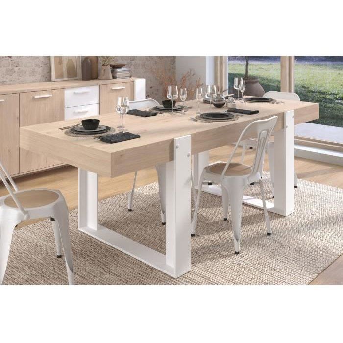 Mesa de comedor - LOFT - Rectangular - Roble / Blanco - 8 personas - 223,9 x 93 x 78,6 cm - PARISOT