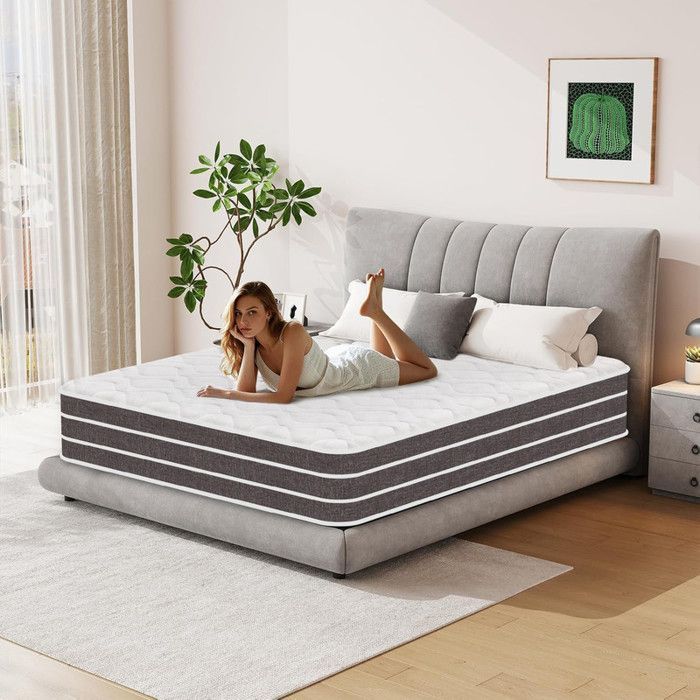 Colchón extragrueso de 140x190 cm y 28 cm de grosor - Espuma viscoelástica y muelles ensacados, 7 zonas de soporte, duradero, firmeza media