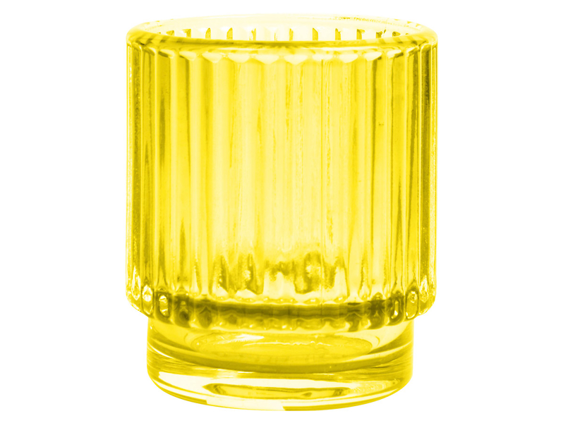 Świecznik szklany t-light Plisa 8 cm żółty