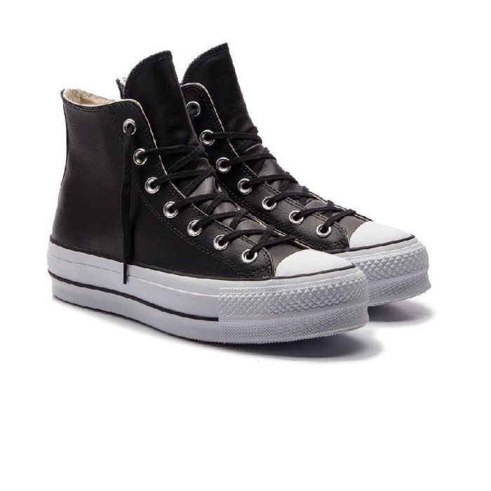 Baskets Femme Converse All Star Platform en Cuir Noir
