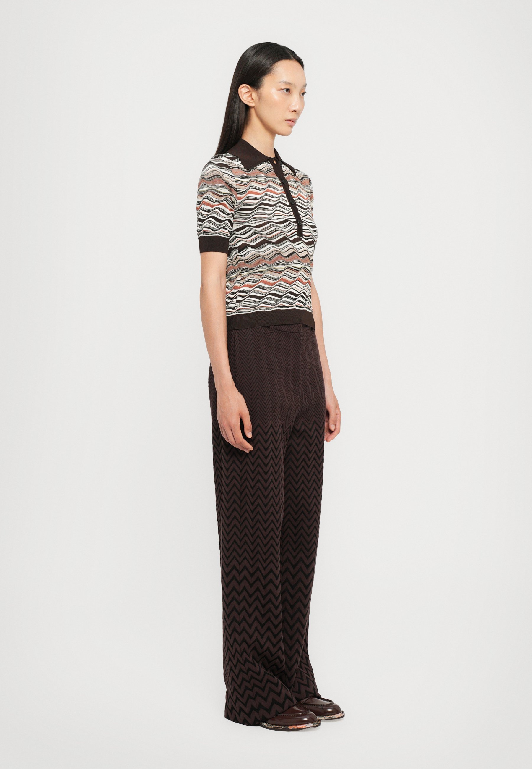 Missoni Kurzarm-Poloshirt – beige/braun