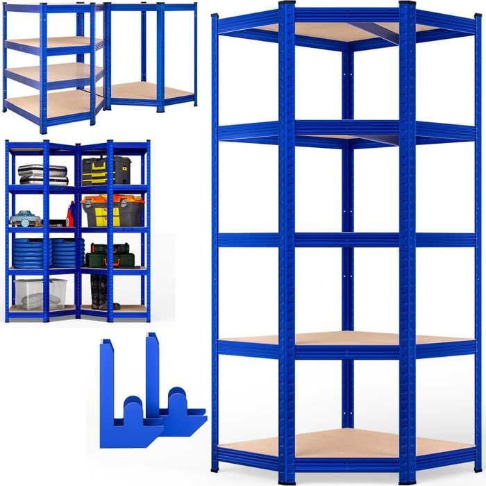 Estantería MONZANA® de alta resistencia, 180x70x40cm, color azul, con 5 baldas, capacidad máxima de 875 kg, de acero.