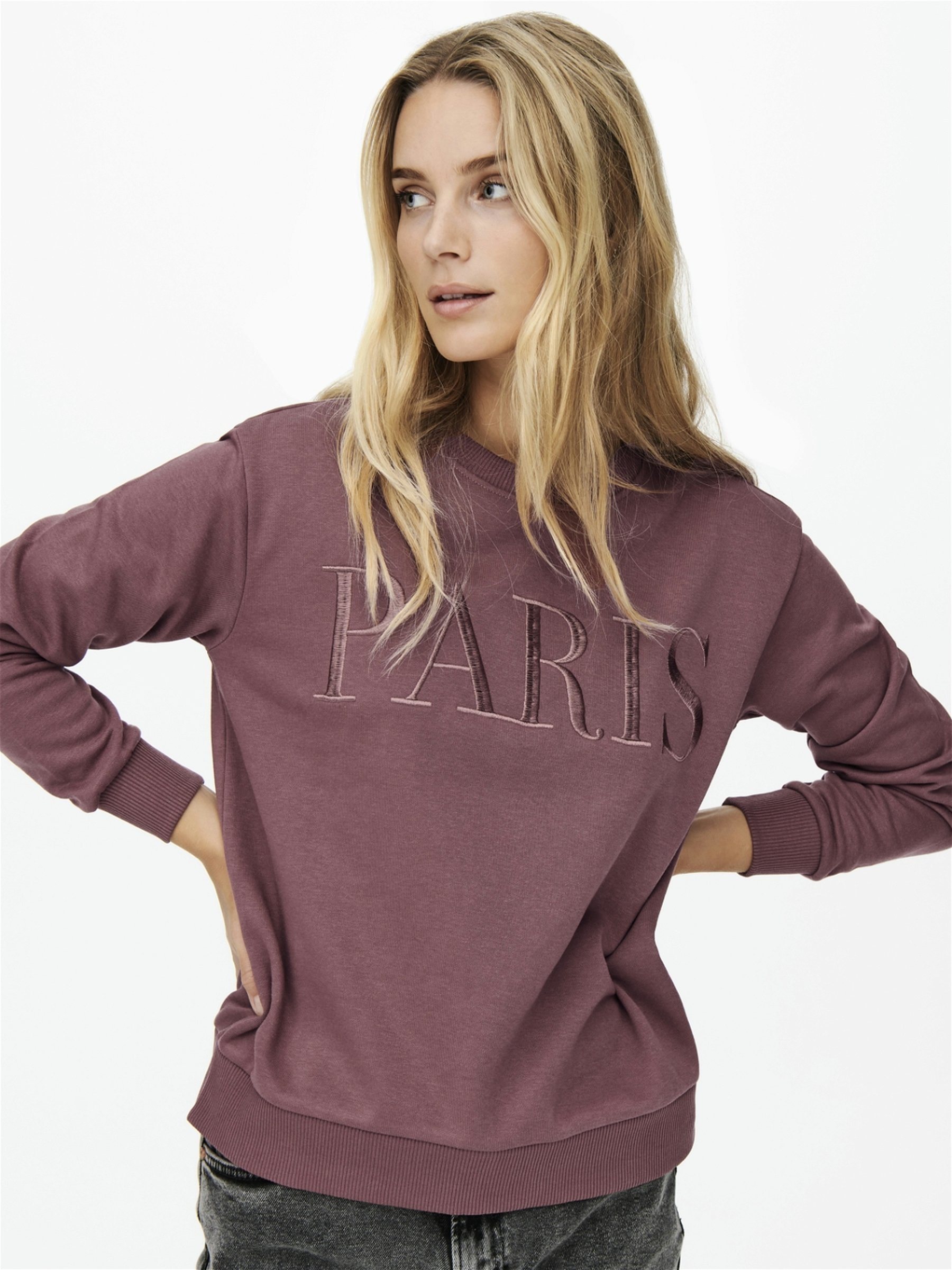 Felpa JDY JDYPARIS LS EMB JRS - marrone rosato