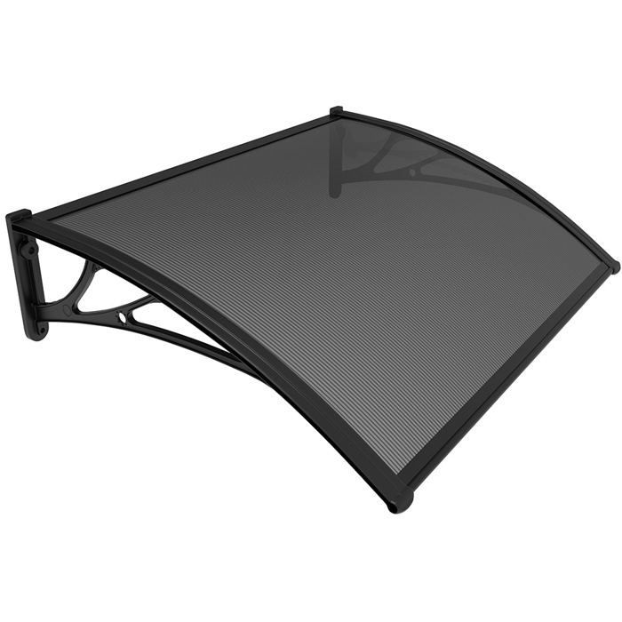 VOUNOT® Marquise auvent de porte d'entrée 120x80cm - Polycarbonate - Anti-UV - Anthracite