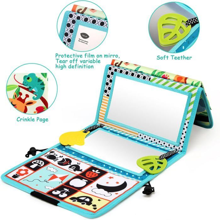 Baby Development Toy for 6 Months with Montessori Mirror, Black and White Sensory Toys - NONE - Gift for Newborns 0-12 Months