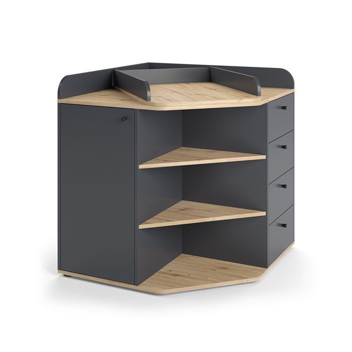 Commode à langer Aria 85x90cm avec étagères et 4 tiroirs Anthracite Vicco 59340
