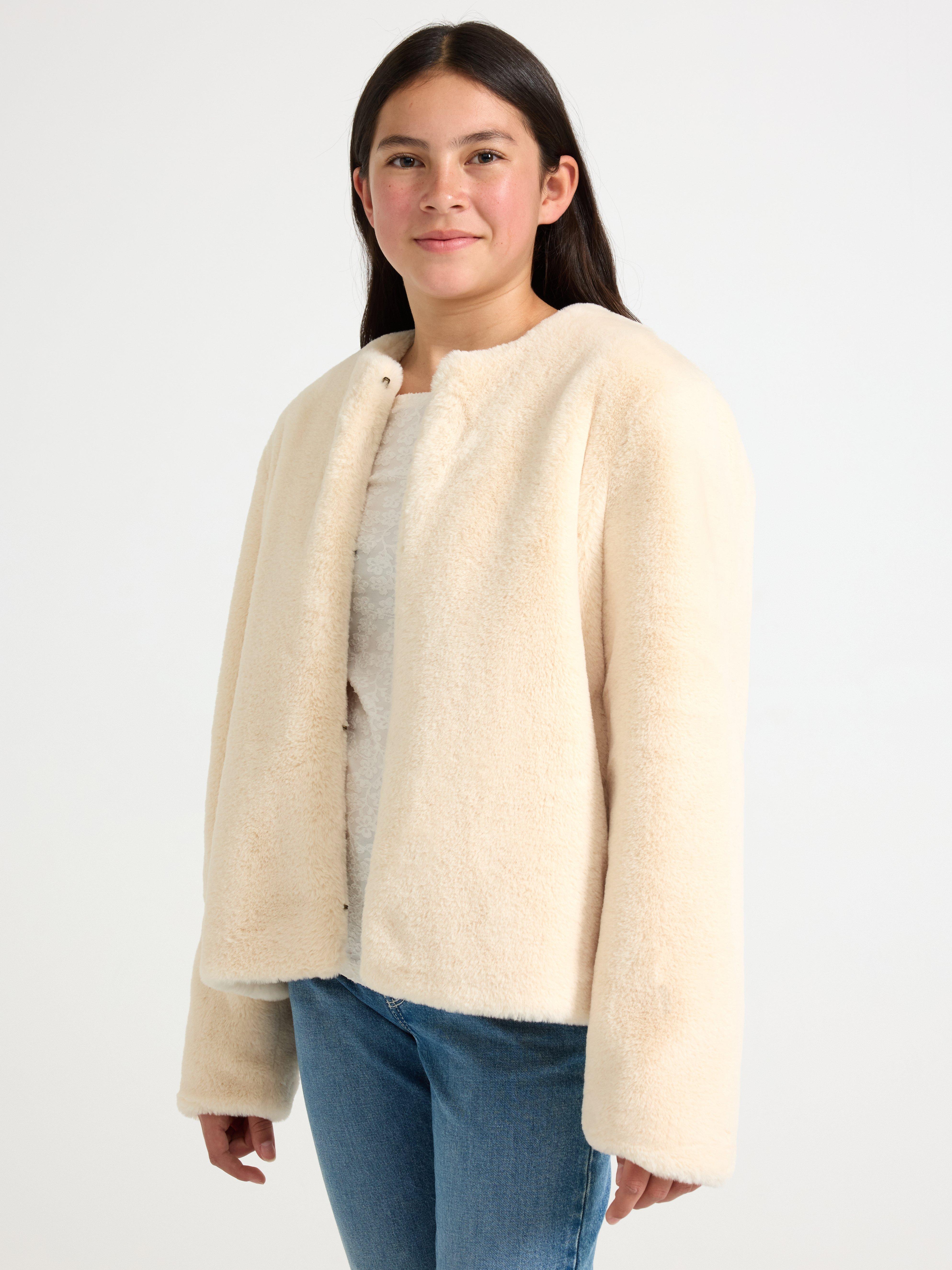 Kunstpelzjacke, hellbeige