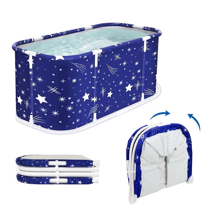 Bañera plegable independiente, bañera de hidromasaje familiar para ducha para niños y adultos (azul estrellado), 115x60x50cm