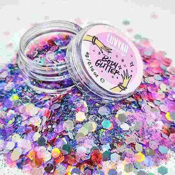 Luvyah Cosmetics Glitter per corpo e viso color rosa sirena, 10 g