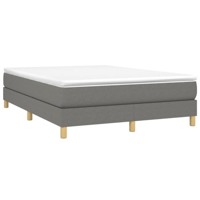Base de cama de láminas - AKOZON - 140x190 cm - Tela gris oscuro - 2 plazas - Fácil montaje