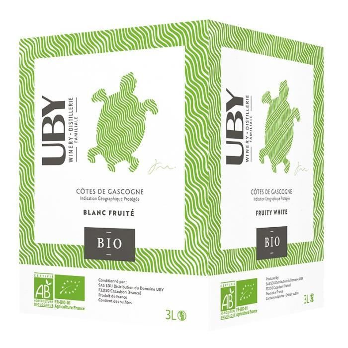 BIB 3L UBY Côtes de Gascogne - Vin blanc du Sud Ouest