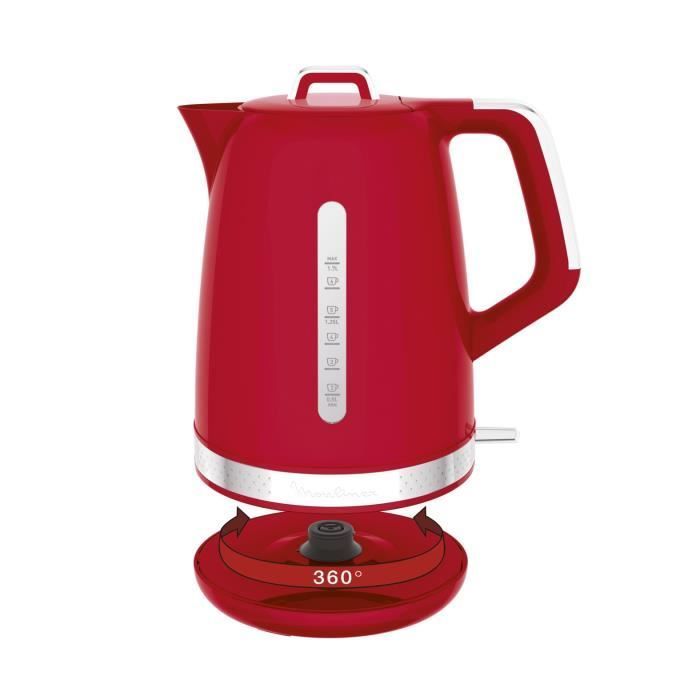 MOULINEX BY320510 Soleil Kabelloser Wasserkocher, 1,7 l Fassungsvermögen, 360° drehbarer Sockel, verdecktes Heizelement, 2 Wasserstufen