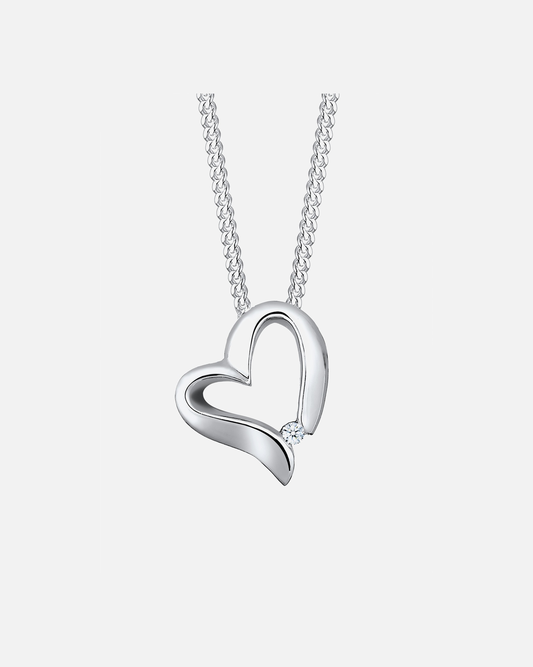 Elli DIAMONDS Femmes Pendentif Coeur Courbé avec Diamant (0.015 ct.) en Argent Sterling 925
