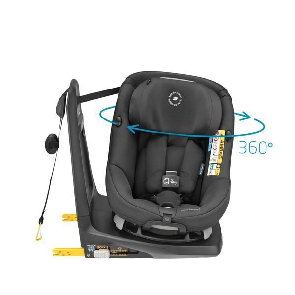 Silla de coche BEBE CONFORT AxissFix Air, Grupo 0+/1, Isofix, Giratoria, i-Size, Airbags integrados, Negro auténtico, de 4 meses a 4 años