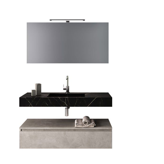Ensemble de salle de bain 5 pièces ASTRA noir graphite-havane pierre