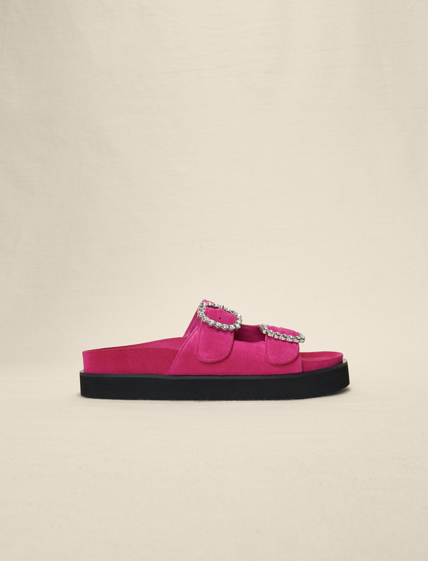 Platformsandalen met strasssteentjes - Roze fuchsia
