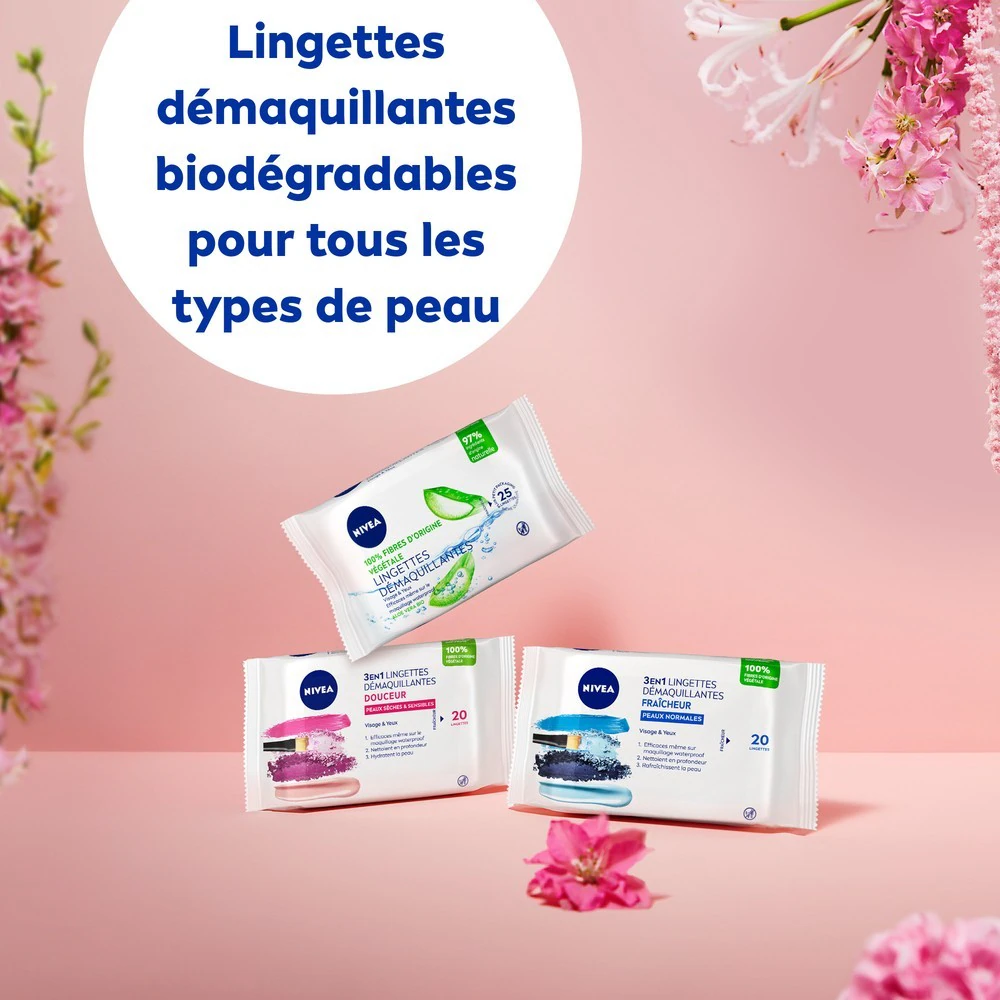 NIVEA Visage & Yeux Douceur 100% fibres végétales peaux sèches et sensibles