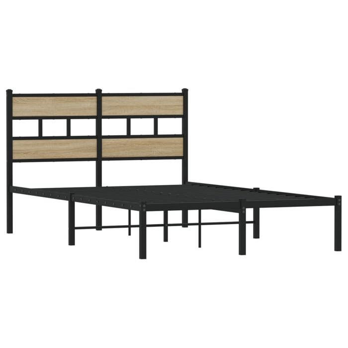 Estructura de cama - vidaXL - Metal - Roble Sonoma - 120x190 cm - Base de láminas incluida