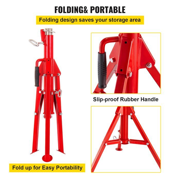 Soporte para tuberías Duoku con cabezal en V, altura ajustable de 28 a 52 pulgadas, soporte plegable y portátil.