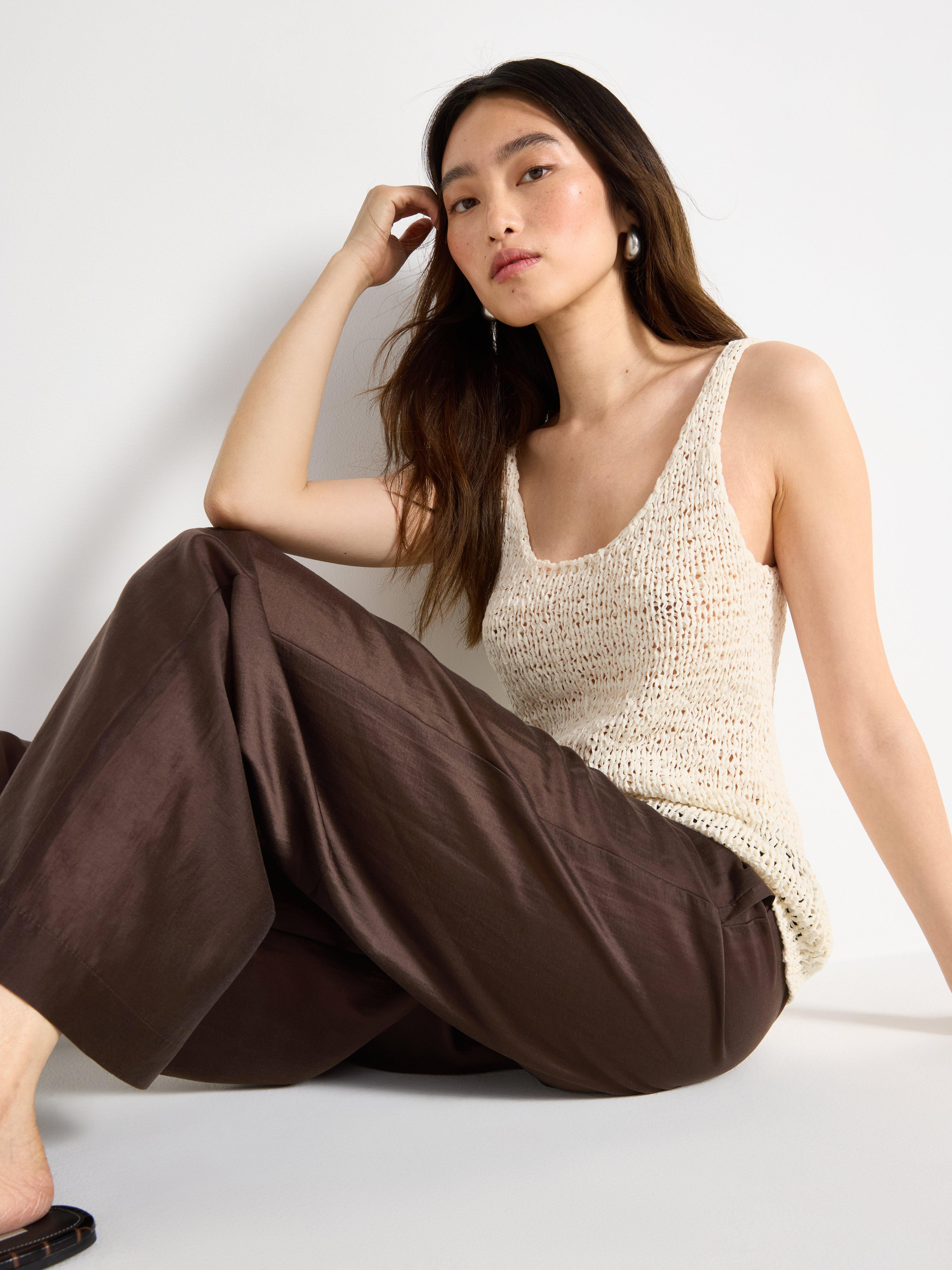 Stickat linne Off White