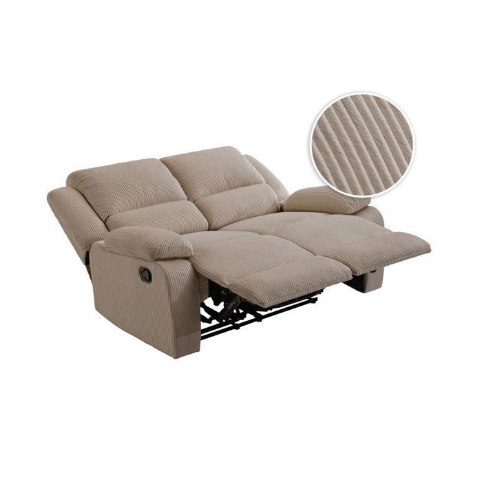 RELAXXO - LEO 2-Sitzer-Sofa mit manueller Relaxfunktion in Cord - Taupe
