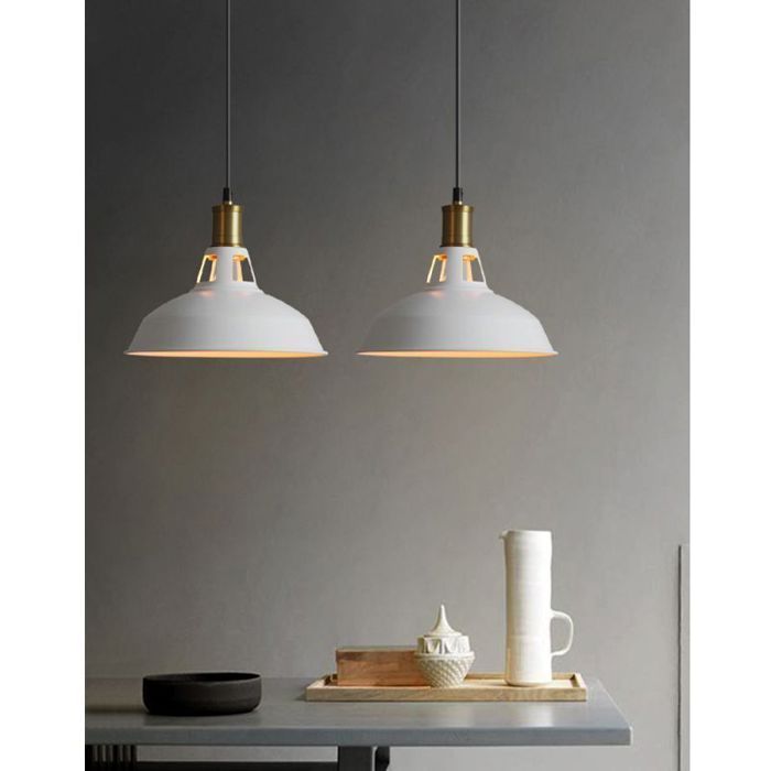 UNI - Suspension industrielle en métal - Ø 27 x H 17,5 cm - Blanc