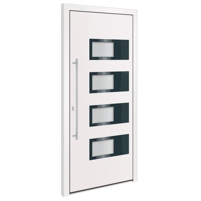 vidaXL Porte d'entrée Blanc 100x210 cm Aluminium et PVC 3157066