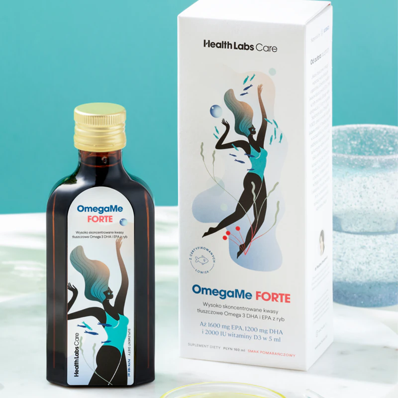 suplemento alimentar de óleo de peixe OmegaMe Forte da Health Labs Care promove o bom funcionamento do coração e do cérebro.