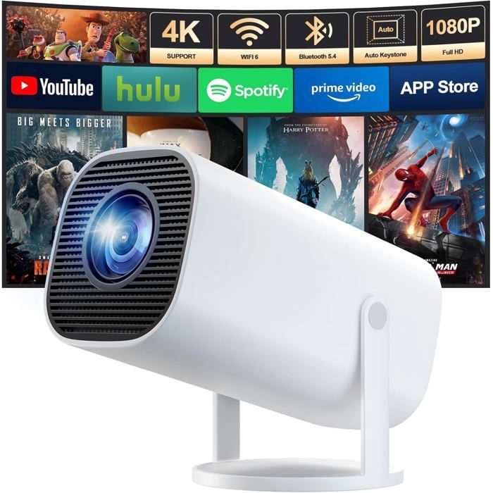 ZOKKO Mini Portable Projector - 4K/1080p Resolution - Wi-Fi 6 and Bluetooth 5.4 - Built-in Android 11.0