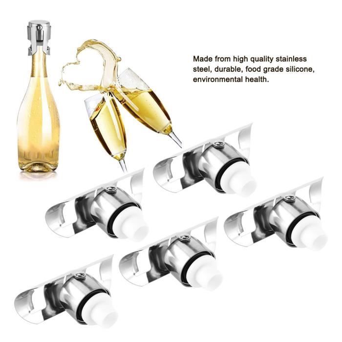 ☀5 tapones para botellas de champán y vino, selladores para uso doméstico y en bares, acero inoxidable☀-GOL