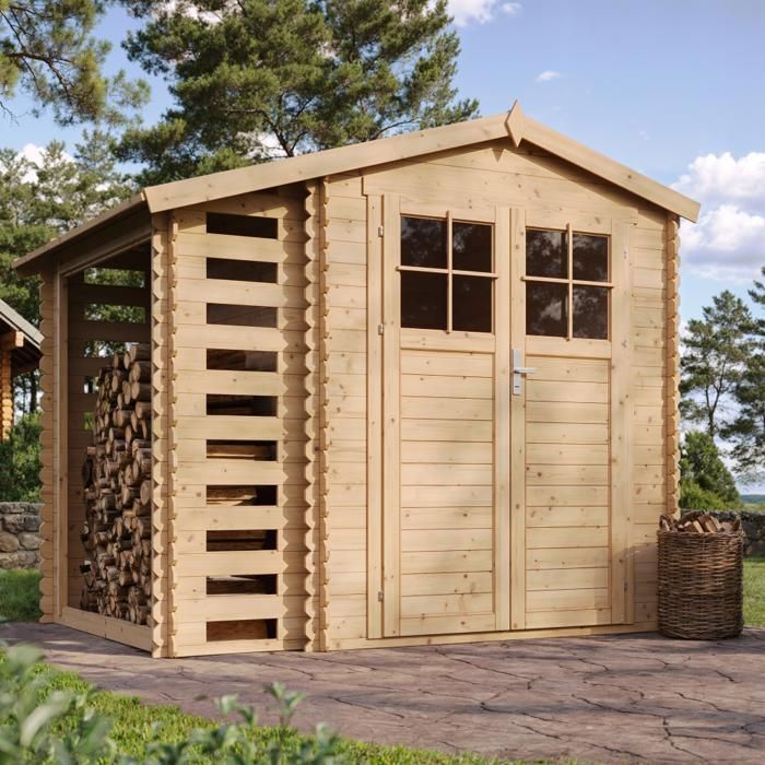 Caseta de jardín de madera - TIMBELA M386F+M386G - puerta con cerradura de alta calidad