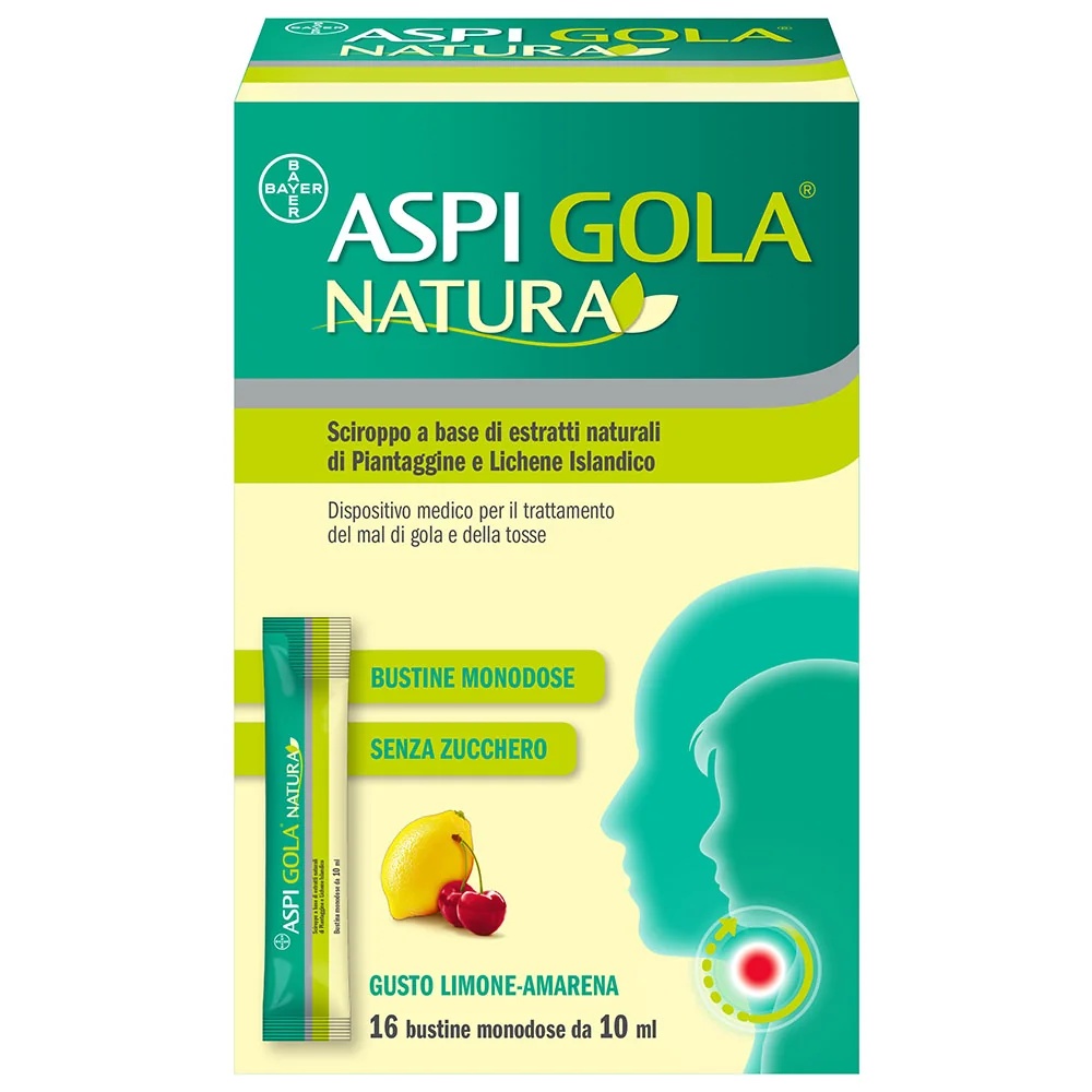 ASPIRINE Sirop Aspi Gola Natura à la cerise et au citron 16 comprimés pour le mal de gorge