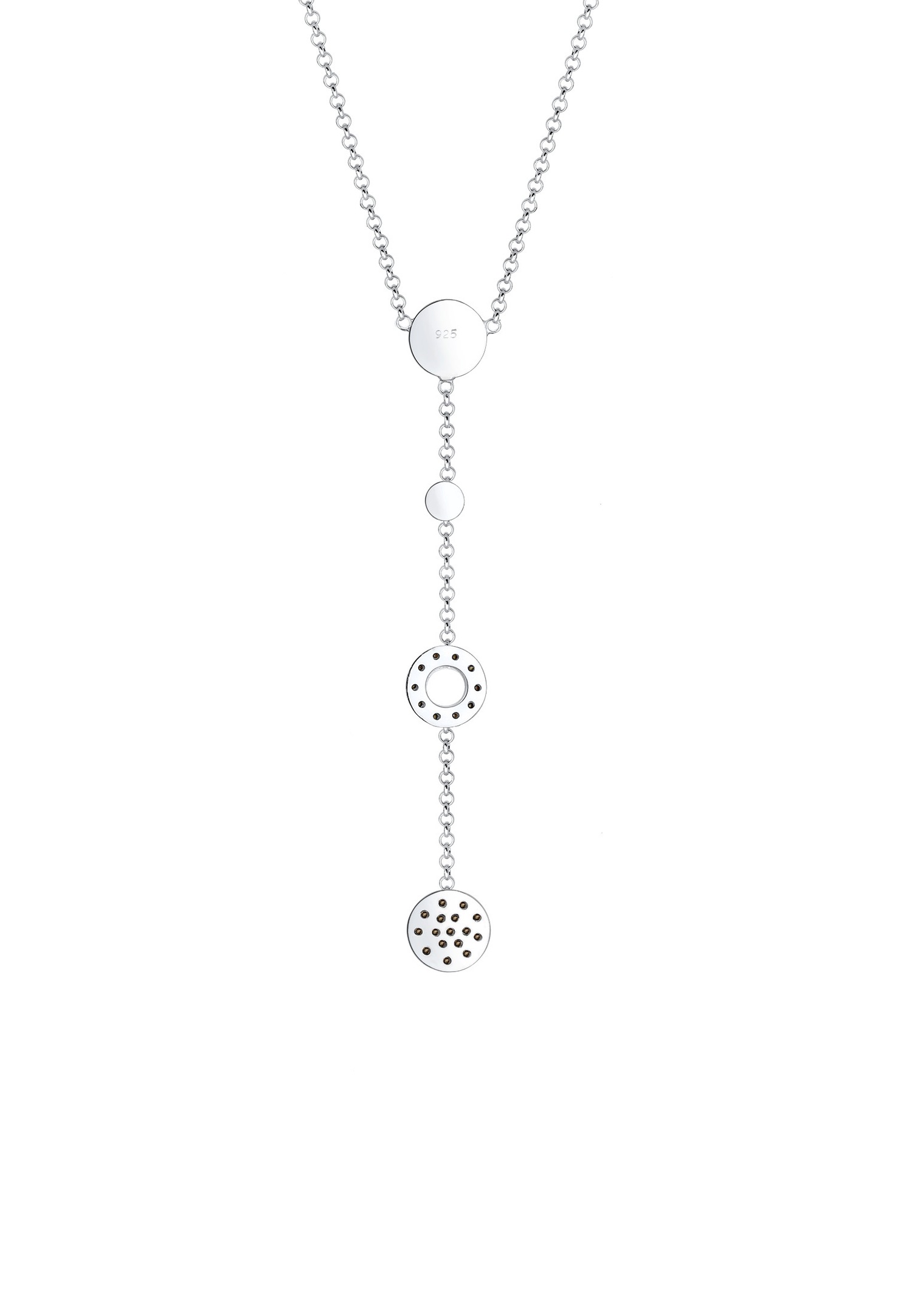 Elli Femmes Y chaîne cercles cristaux en argent sterling 925