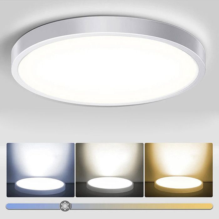 Verstellbare LED-Deckenleuchte mit Farbanpassung – Badezimmerleuchte – Moderne, runde, ultradünne Leuchte für Küche, Schlafzimmer und Wohnzimmer, 28 W, Ø 30 cm