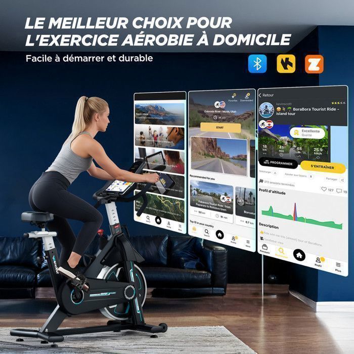 Wenoker hometrainer - App-compatibel - Verstelbare weerstand - Vliegwiel van 10 kg - LCD-scherm - Tablethouder
