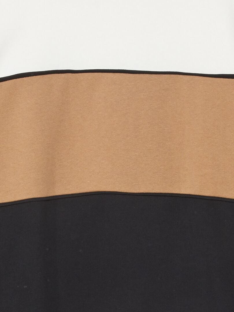 Sweatshirt met kleurblokken van fleecestof - WIT