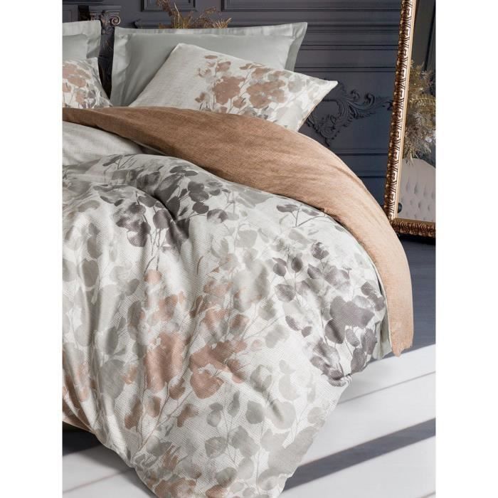 Juego de ropa de cama: 1 funda nórdica de 220 x 240 cm + 2 fundas de almohada de 60 x 60 cm - 100 % algodón satinado - Gris