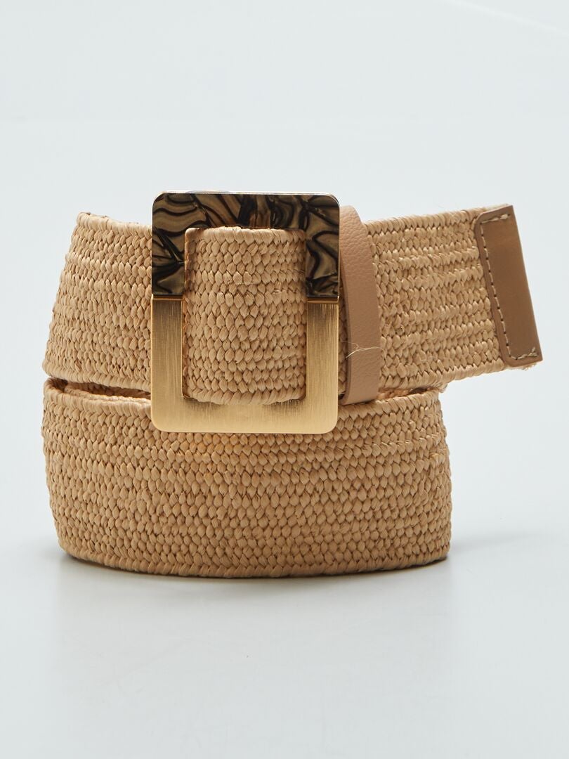 Elastische gevlochten riem - BEIGE