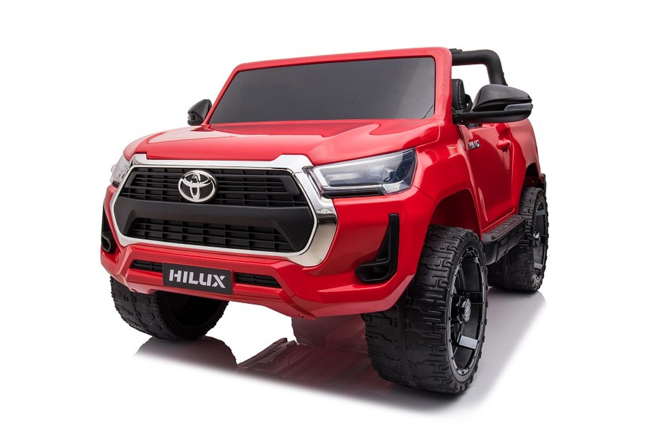 TPFLiving Elektro-Kinderauto Toyota Hilux – Motor: 4 x 12 V – Batterie: 1 x 12 Volt/14 Ah, Zuladung 40 kg, Kinderauto – Elektroauto mit Ledersitz und Sicherheitsgurt