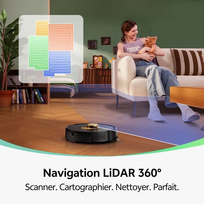 Vactidy Cleanova W9 - Robotstofzuiger - 5000 Pa - 180 min autonomie - LDS-navigatie - iWatch/Alexa/Google Home/IFTTT/APP